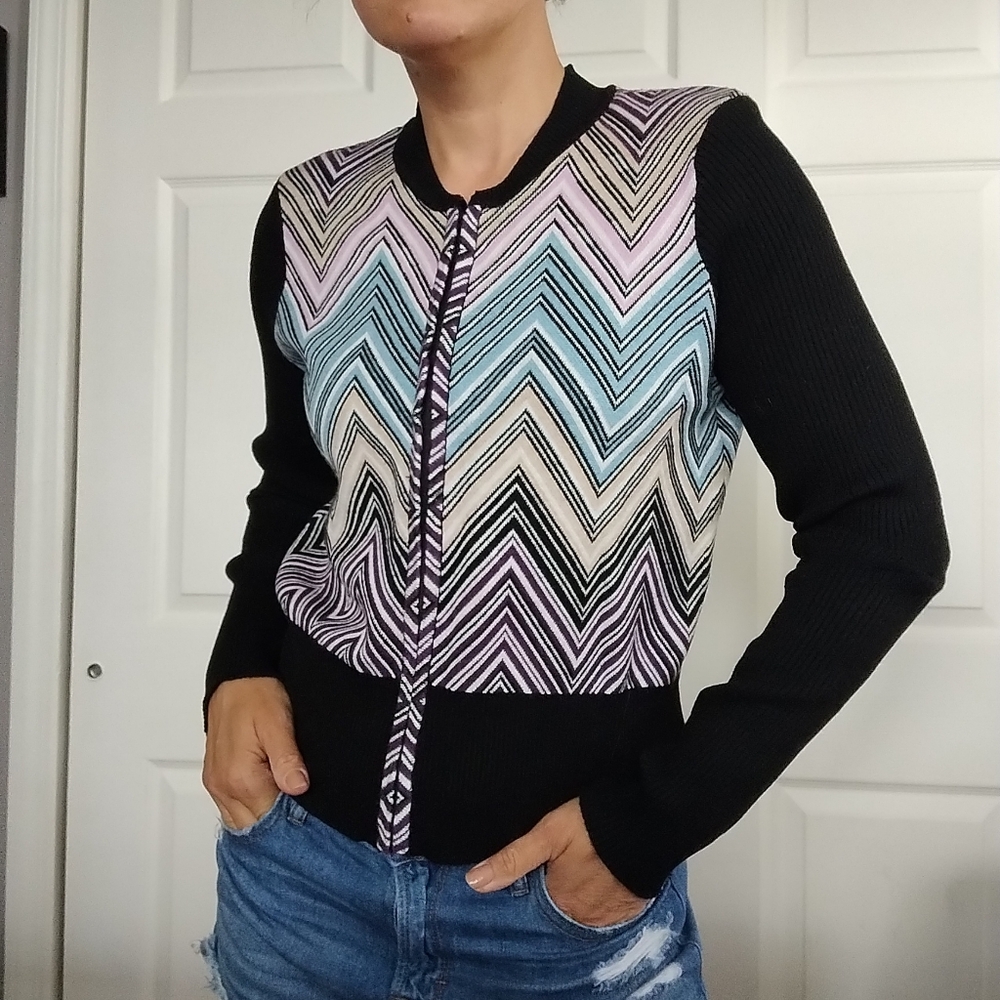 Minnie Rose Multicolored Zip up Sweater Large